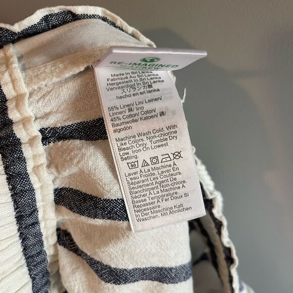 J.Crew Linen Blend Striped Drawstring Waist Wide Leg Cropped Pant | SZ S - Picture 9 of 14